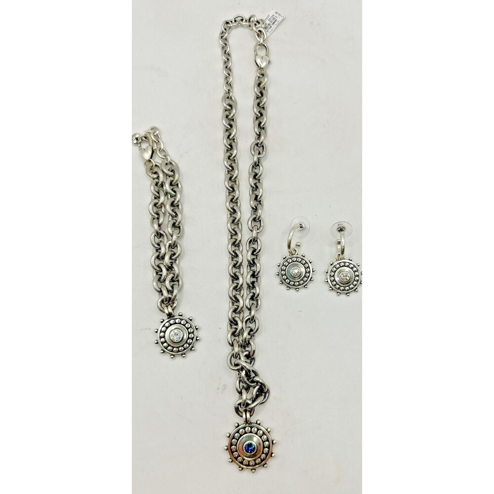 3 piece Brighton Pebble Dot Medali Reversible Collar Necklace Bracelet Earrings